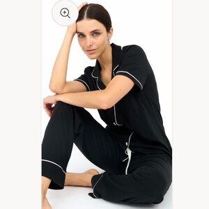 Born Classic Black Pajama Set with pink Piping